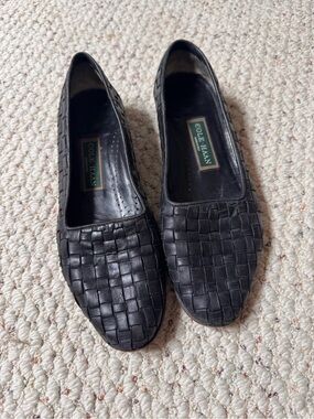 Vintage Cole Haan Black Woven Leather Women's Flats- perfectly broken in